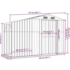 New The Living Store haveskur 277x93x179 cm galvaniseret stål grøn - Skure & Redskabsskure Skure, Garager & Carports
