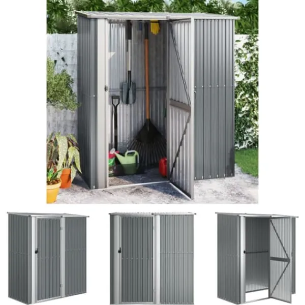Sale The Living Store haveskur 180,5x97x209,5 galvaniseret stål grå - Skure & Redskabsskure Skure, Garager & Carports