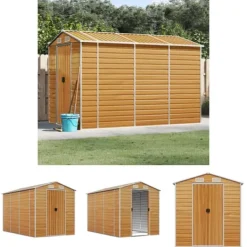 The Living Store haveskur 191x300x198 cm galvaniseret stål lysebrun - Skure & Redskabsskure Skure, Garager & Carports