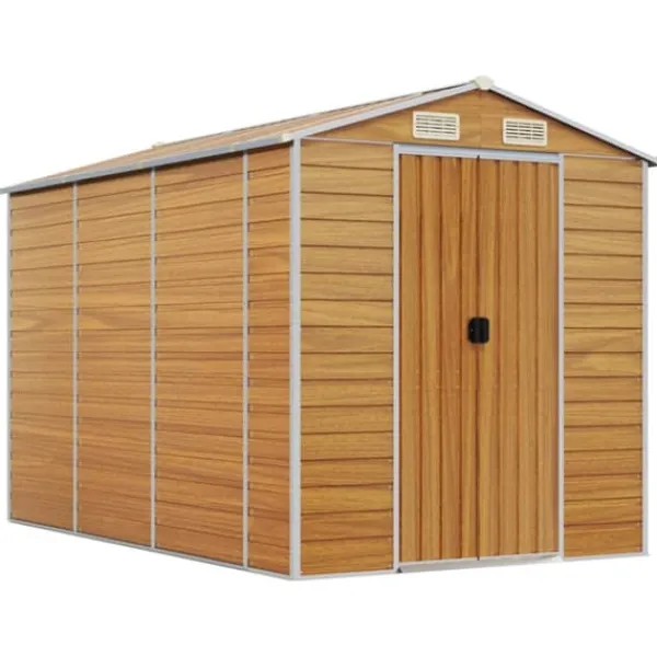The Living Store haveskur 191x300x198 cm galvaniseret stål lysebrun - Skure & Redskabsskure Skure, Garager & Carports