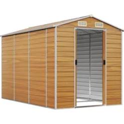 The Living Store haveskur 191x300x198 cm galvaniseret stål lysebrun - Skure & Redskabsskure Skure, Garager & Carports