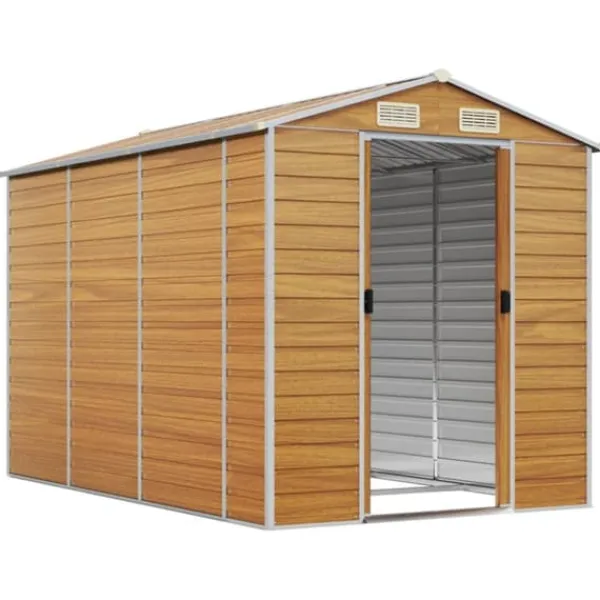 The Living Store haveskur 191x300x198 cm galvaniseret stål lysebrun - Skure & Redskabsskure Skure, Garager & Carports