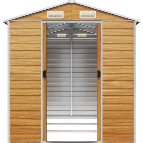 The Living Store haveskur 191x300x198 cm galvaniseret stål lysebrun - Skure & Redskabsskure Skure, Garager & Carports