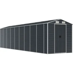 Best The Living Store haveskur 191x810x198 cm galvaniseret stål antracitgrå - Skure & Redskabsskure Skure, Garager & Carports