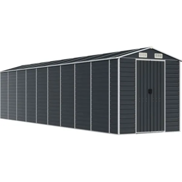 Best The Living Store haveskur 191x810x198 cm galvaniseret stål antracitgrå - Skure & Redskabsskure Skure, Garager & Carports