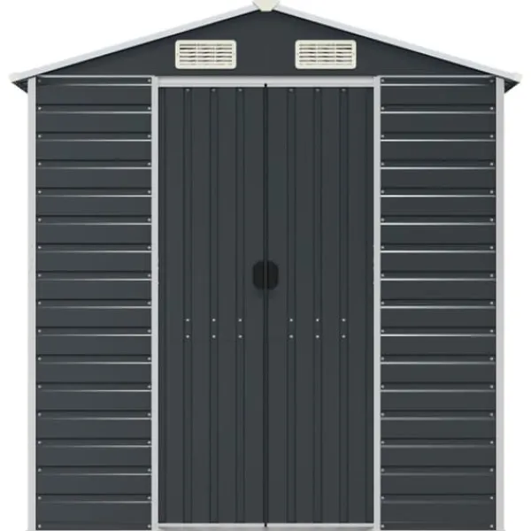 Best The Living Store haveskur 191x810x198 cm galvaniseret stål antracitgrå - Skure & Redskabsskure Skure, Garager & Carports