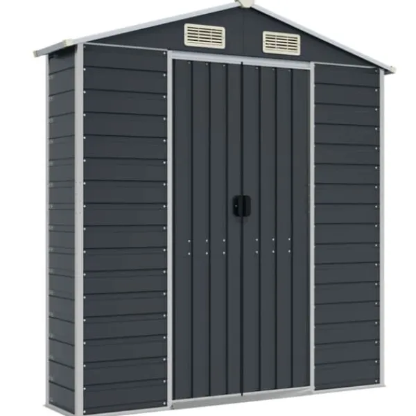 Best The Living Store haveskur 191x810x198 cm galvaniseret stål antracitgrå - Skure & Redskabsskure Skure, Garager & Carports