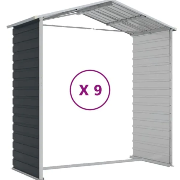Best The Living Store haveskur 191x810x198 cm galvaniseret stål antracitgrå - Skure & Redskabsskure Skure, Garager & Carports