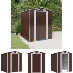 Skure, Garager & Carports^The Living Store haveskur 192x191x223 cm galvaniseret stål mørkebrun - Skure & Redskabsskure