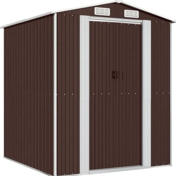 Skure, Garager & Carports^The Living Store haveskur 192x191x223 cm galvaniseret stål mørkebrun - Skure & Redskabsskure