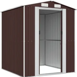 Skure, Garager & Carports^The Living Store haveskur 192x191x223 cm galvaniseret stål mørkebrun - Skure & Redskabsskure