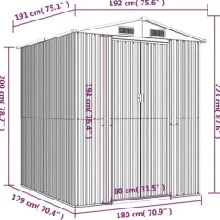 Skure, Garager & Carports^The Living Store haveskur 192x191x223 cm galvaniseret stål mørkebrun - Skure & Redskabsskure