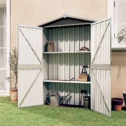 Skure, Garager & Carports^The Living Store haveskur 116x45x175 cm galvaniseret stål antracitgrå - Skure & Redskabsskure