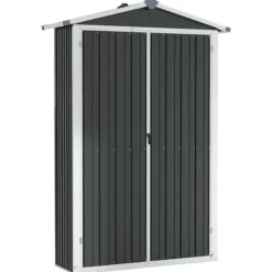 Skure, Garager & Carports^The Living Store haveskur 116x45x175 cm galvaniseret stål antracitgrå - Skure & Redskabsskure