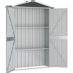 Skure, Garager & Carports^The Living Store haveskur 116x45x175 cm galvaniseret stål antracitgrå - Skure & Redskabsskure