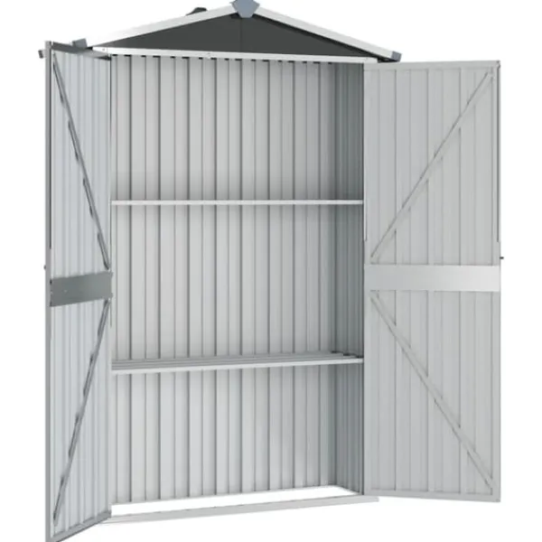 Skure, Garager & Carports^The Living Store haveskur 116x45x175 cm galvaniseret stål antracitgrå - Skure & Redskabsskure