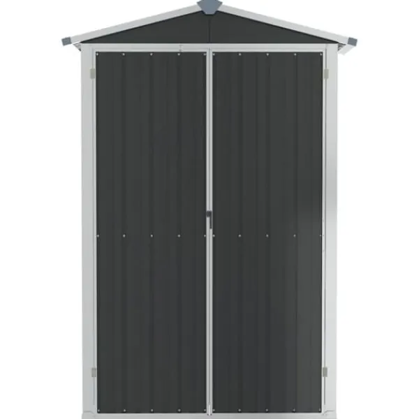 Skure, Garager & Carports^The Living Store haveskur 116x45x175 cm galvaniseret stål antracitgrå - Skure & Redskabsskure