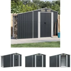 Discount The Living Store haveskur 277x93x179 cm galvaniseret stål antracitgrå - Skure & Redskabsskure Skure, Garager & Carports