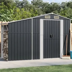 Discount The Living Store haveskur 277x93x179 cm galvaniseret stål antracitgrå - Skure & Redskabsskure Skure, Garager & Carports