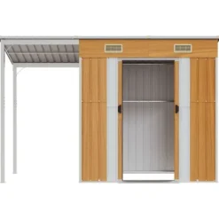 Discount The Living Store haveskur med udvidet tag 277x110,5x181 cm stål lysebrun - Skure & Redskabsskure Skure, Garager & Carports