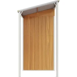 Discount The Living Store haveskur med udvidet tag 277x110,5x181 cm stål lysebrun - Skure & Redskabsskure Skure, Garager & Carports