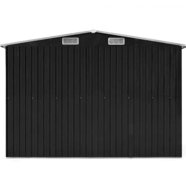 Skure, Garager & Carports^The Living Store haveskur 257x997x178 cm galvaniseret stål antracitgrå - Skure & Redskabsskure