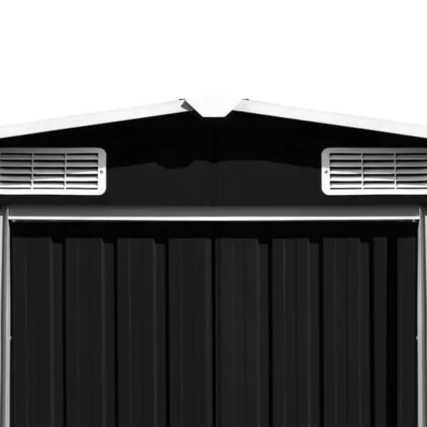 Skure, Garager & Carports^The Living Store haveskur 257x997x178 cm galvaniseret stål antracitgrå - Skure & Redskabsskure