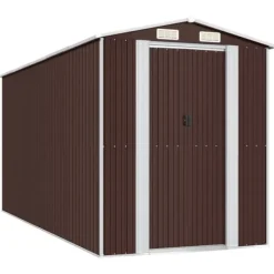 Skure, Garager & Carports^The Living Store haveskur 192x440x223 cm galvaniseret stål mørkebrun - Skure & Redskabsskure