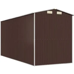 Skure, Garager & Carports^The Living Store haveskur 192x440x223 cm galvaniseret stål mørkebrun - Skure & Redskabsskure