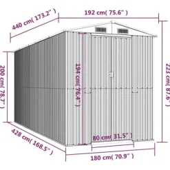 Skure, Garager & Carports^The Living Store haveskur 192x440x223 cm galvaniseret stål mørkebrun - Skure & Redskabsskure