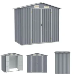 Skure, Garager & Carports^The Living Store haveskur 205x129x183 cm galvaniseret stål grå - Skure & Redskabsskure