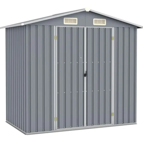 Skure, Garager & Carports^The Living Store haveskur 205x129x183 cm galvaniseret stål grå - Skure & Redskabsskure