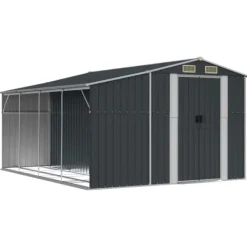 Skure, Garager & Carports^The Living Store haveskur 191x555x198 cm galvaniseret stål antracitgrå - Skure & Redskabsskure