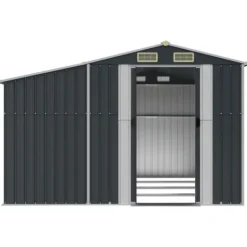 Skure, Garager & Carports^The Living Store haveskur 191x555x198 cm galvaniseret stål antracitgrå - Skure & Redskabsskure