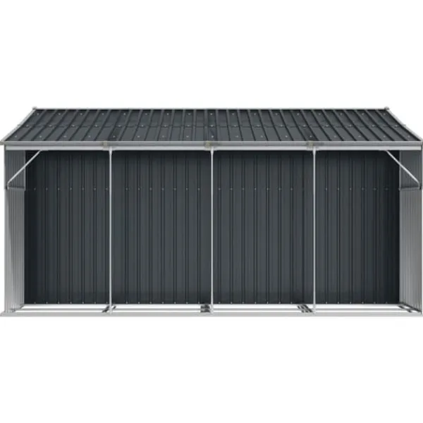 Skure, Garager & Carports^The Living Store haveskur 191x555x198 cm galvaniseret stål antracitgrå - Skure & Redskabsskure