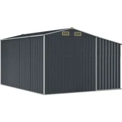 Skure, Garager & Carports^The Living Store haveskur 191x555x198 cm galvaniseret stål antracitgrå - Skure & Redskabsskure