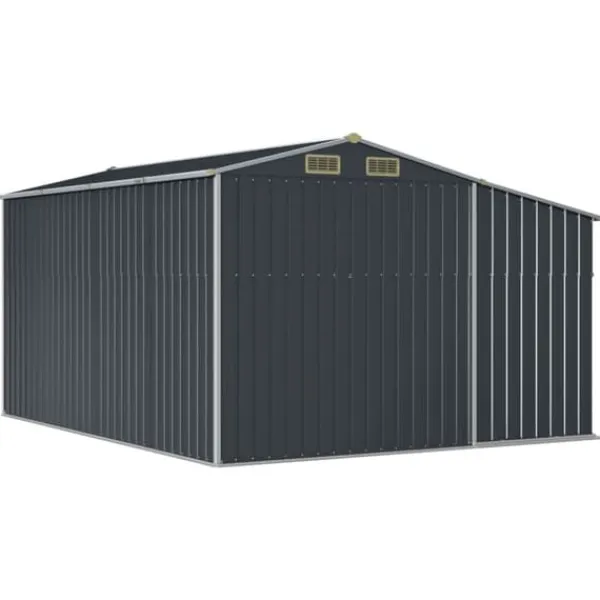Skure, Garager & Carports^The Living Store haveskur 191x555x198 cm galvaniseret stål antracitgrå - Skure & Redskabsskure