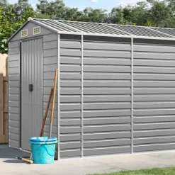Skure, Garager & Carports^The Living Store haveskur 191x810x198 cm galvaniseret stål lysegrå - Skure & Redskabsskure