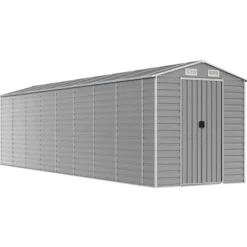 Skure, Garager & Carports^The Living Store haveskur 191x810x198 cm galvaniseret stål lysegrå - Skure & Redskabsskure