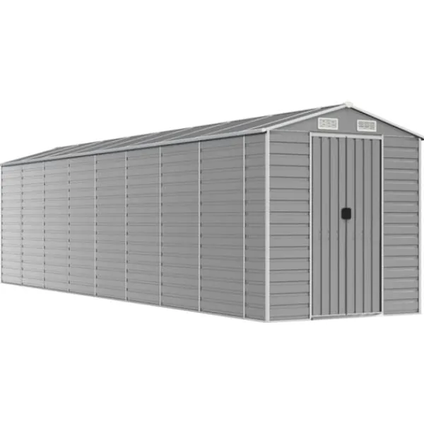 Skure, Garager & Carports^The Living Store haveskur 191x810x198 cm galvaniseret stål lysegrå - Skure & Redskabsskure