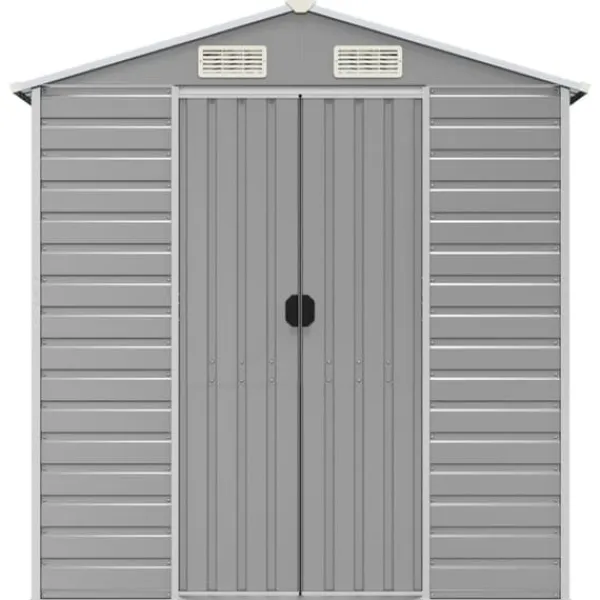 Skure, Garager & Carports^The Living Store haveskur 191x810x198 cm galvaniseret stål lysegrå - Skure & Redskabsskure