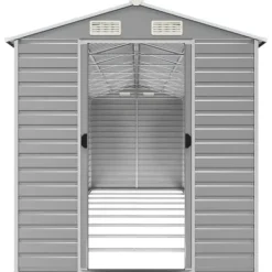 Skure, Garager & Carports^The Living Store haveskur 191x810x198 cm galvaniseret stål lysegrå - Skure & Redskabsskure