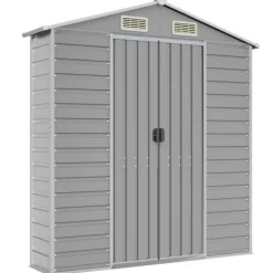 Skure, Garager & Carports^The Living Store haveskur 191x810x198 cm galvaniseret stål lysegrå - Skure & Redskabsskure