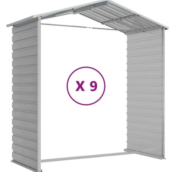 Skure, Garager & Carports^The Living Store haveskur 191x810x198 cm galvaniseret stål lysegrå - Skure & Redskabsskure