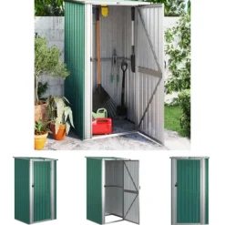 Online The Living Store haveskur 118,5x97x209,5 galvaniseret stål grøn - Skure & Redskabsskure Skure, Garager & Carports