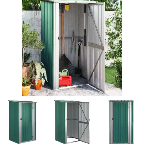 Online The Living Store haveskur 118,5x97x209,5 galvaniseret stål grøn - Skure & Redskabsskure Skure, Garager & Carports