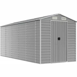 Skure, Garager & Carports^The Living Store haveskur 191x470x198 cm galvaniseret stål lysegrå - Skure & Redskabsskure