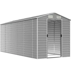 Skure, Garager & Carports^The Living Store haveskur 191x470x198 cm galvaniseret stål lysegrå - Skure & Redskabsskure