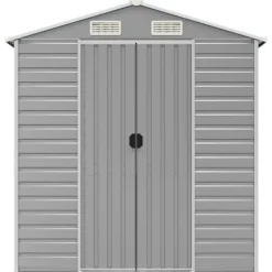 Skure, Garager & Carports^The Living Store haveskur 191x470x198 cm galvaniseret stål lysegrå - Skure & Redskabsskure