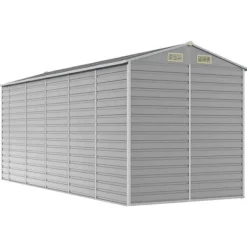 Skure, Garager & Carports^The Living Store haveskur 191x470x198 cm galvaniseret stål lysegrå - Skure & Redskabsskure